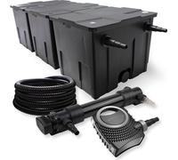 SunSun Kit complet: CBF-350C Filtre de bassin jusqu'à 90000 L Biologique, NEO10000 SuperECO pompe de filtration 10000l/h 80W, CUV-636 lampe uv UVC Clarificateur avec 36W, 25m Tuyau 25 mm