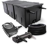 SunSun Kit complet: CBF-350C Filtre de bassin jusqu'à 90000 L Biologique, NEO7000 SuperEco pompe de filtration 7000l/h 50W, CUV-318 lampe uv UVC Clarificateur avec 18W, 25m Tuyau 25 mm