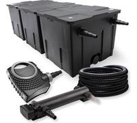 SunSun Kit complet: CBF-350C Filtre de bassin jusqu'à 90000 L Biologique, NEO7000 SuperEco pompe de filtration 7000l/h 50W, CUV-324 lampe uv UVC Clarificateur avec 24W, 25m Tuyau 25 mm