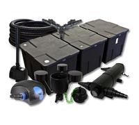 SunSun Kit complet: CBF-350C Filtre de bassin jusqu'à 90000 L, CTF-12000 pompe 12000l/h 100W, CUV-218 lampe uv 18W, 25m Tuyau 25mm, CSP-250 Écumeur 2500l/h, HJ-943 fontaine 800l/h, Y-distributeur