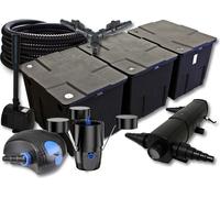SunSun Kit complet: CBF-350C Filtre de bassin jusqu'à 90000 L, CTF-12000 pompe 12000l/h 100W, CUV-224 lampe uv 24W, 25m Tuyau 25mm, CSP-250 Écumeur 2500l/h, HJ-943 fontaine 800l/h, Y-distributeur