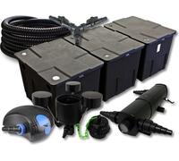 SunSun Kit complet: CBF-350C Filtre de bassin jusqu'à 90000 L, CTF-12000 pompe de filtration 12000l/h 100W, CUV-218 lampe uv 18W, 25m Tuyau 25 mm, CSP-250 Écumeur 2500l/h 45W, Y-distributeur