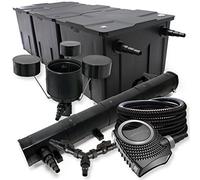 SunSun Kit complet: CBF-350C Filtre de bassin jusqu'à 90000 L, CTF-8000 pompe de filtration 8000l/h 70W, CUV-272 lampe uv 72W, 25m Tuyau 25 mm, CSP-250 Écumeur 2500l/h 45W, Y-distributeur