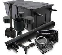 SunSun Kit complet: CBF-350C Filtre de bassin jusqu'à 90000 L, NEO10000 pompe 10000l/h 80W, CUV-272 lampe uv 72W, 25m Tuyau 25mm, CSP-250 Écumeur 2500l/h, HJ-943 fontaine 800l/h, Y-distributeur