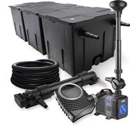 SunSun Kit complet: CBF-350C Filtre de bassin jusqu'à 90000 L, NEO10000 pompe de filtration 10000l/h 80W, CUV-636 lampe uv 36W, 25m Tuyau 25 mm, CTP-5003 fontaine 5000l/h 30W