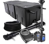 SunSun Kit complet: CBF-350C Filtre de bassin jusqu'à 90000 L, NEO10000 pompe de filtration 10000l/h 80W, CUV-672 lampe uv 72W, 25m Tuyau 25 mm, CTP-5003 fontaine 5000l/h 30W