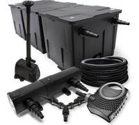 SunSun Kit complet: CBF-350C Filtre de bassin jusqu'à 90000 L, NEO10000 pompe de filtration 10000l/h 80W, CUV-218 lampe uv 18W, 25m Tuyau 25 mm, HJ-943 fontaine 800l/h 16W, Y-distributeur