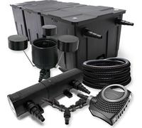 SunSun Kit complet: CBF-350C Filtre de bassin jusqu'à 90000 L, NEO10000 pompe de filtration 10000l/h 80W, CUV-224 lampe uv 24W, 25m Tuyau 25 mm, CSP-250 Écumeur 2500l/h 45W, Y-distributeur