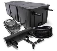 SunSun Kit complet: CBF-350C Filtre de bassin jusqu'à 90000L Biologique, CTF-8000 pompe de filtration 8000l/h 70W, CUV-218 lampe uv UVC Clarificateur avec 18W, 25m Tuyau 25 mm, Y-distributeur