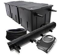 SunSun Kit complet: CBF-350C Filtre de bassin jusqu'à 90000L Biologique, CTF-8000 pompe de filtration 8000l/h 70W, CUV-272 lampe uv UVC Clarificateur avec 72W, 25m Tuyau 25 mm, Y-distributeur