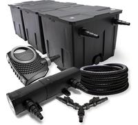 SunSun Kit complet: CBF-350C Filtre de bassin jusqu'à 90000L Biologique, CTF-8000 pompe de filtration 8000l/h 70W, CUV-218 lampe uv UVC Clarificateur avec 18W, 25m Tuyau 25 mm, Y-distributeur