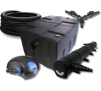 SunSun Kit complet: CBF-550 Filtre de bassin jusqu'à 60000 L Biologique, CTF-12000 pompe de filtration 12000l/h 100W, CUV-272 lampe uv UVC Clarificateur avec 72W, 25m Tuyau 25 mm, Y-distributeur