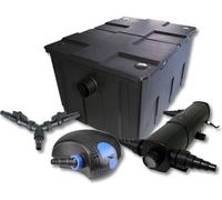 SunSun Kit complet: CBF-550 Filtre de bassin jusqu'à 60000 L Biologique, CTF-12000 SuperECO pompe de filtration 12000l/h 100W, CUV-224 lampe uv UVC Clarificateur avec 24W, Y-distributeur