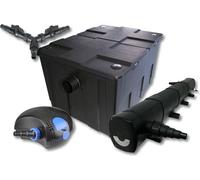SunSun Kit complet: CBF-550 Filtre de bassin jusqu'à 60000 L Biologique, CTF-12000 SuperECO pompe de filtration 12000l/h 100W, CUV-272 lampe uv UVC Clarificateur avec 72W, Y-distributeur