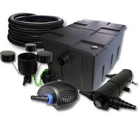 SunSun Kit complet: CBF-550 Filtre de bassin jusqu'à 60000 L Biologique, CTF-6000 pompe de filtration 6000l/h 40W, CUV-236 lampe uv 36W, 25m Tuyau 25 mm, CSP-250 Écumeur 2500l/h 45W