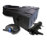SunSun Kit complet: CBF-550 Filtre de bassin jusqu'à 60000 L Biologique, CTF-6000 SuperECO pompe de filtration 6000l/h 40W, CUV-236 lampe uv UVC Clarificateur avec 36W, 25m Tuyau 25 mm