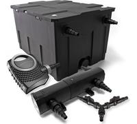SunSun Kit complet: CBF-550 Filtre de bassin jusqu'à 60000 L Biologique, CTF-8000 SuperECO pompe de filtration 8000l/h 70W, CUV-218 lampe uv UVC Clarificateur avec 18W, Y-distributeur