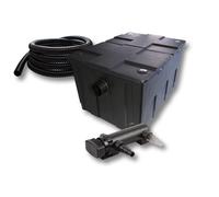 SunSun Kit complet: CBF-550 Filtre de bassin jusqu'à 60000 L Biologique, CUV-318 lampe uv UVC Clarificateur avec 18W, 5m Tuyau 25 mm