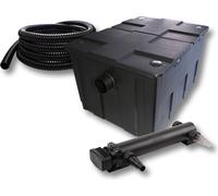 SunSun Kit complet: CBF-550 Filtre de bassin jusqu'à 60000 L Biologique, CUV-324 lampe uv UVC Clarificateur avec 24W, 5m Tuyau 25 mm (1")