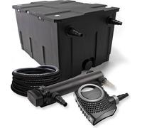 SunSun Kit complet: CBF-550 Filtre de bassin jusqu'à 60000 L Biologique, NEO10000 SuperECO pompe de filtration 10000l/h 80W, CUV-336 lampe uv UVC Clarificateur avec 36W, 25m Tuyau 25 mm