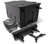 SunSun Kit complet: CBF-550 Filtre de bassin jusqu'à 60000 L Biologique, NEO10000 SuperECO pompe de filtration 10000l/h 80W, CUV-224 lampe uv UVC Clarificateur avec 24W, Y-distributeur