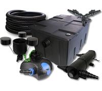 SunSun Kit complet: CBF-550 Filtre de bassin jusqu'à 60000 L, CTF-12000 pompe de filtration 12000l/h 100W, CUV-218 lampe uv 18W, 25m Tuyau 25 mm, CSP-250 Écumeur 2500l/h 45W, Y-distributeur