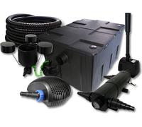 SunSun Kit complet: CBF-550 Filtre de bassin jusqu'à 60000 L, CTF-6000 pompe de filtration 6000l/h 40W, CUV-224 lampe uv 24W, 25m Tuyau 25 mm, CSP-250 Écumeur 2500l/h 45W, HJ-943 fontaine 800l/h 16W