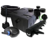 SunSun Kit complet: CBF-550 Filtre de bassin jusqu'à 60000 L, CTF-6000 pompe de filtration 6000l/h 40W, CUV-272 lampe uv 72W, 25m Tuyau 25 mm, CSP-250 Écumeur 2500l/h 45W, HJ-943 fontaine 800l/h 16W