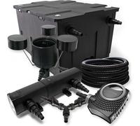 SunSun Kit complet: CBF-550 Filtre de bassin jusqu'à 60000 L, CTF-8000 pompe de filtration 8000l/h 70W, CUV-218 lampe uv 18W, 25m Tuyau 25 mm, CSP-250 Écumeur 2500l/h 45W, Y-distributeur