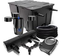 SunSun Kit complet: CBF-550 Filtre de bassin jusqu'à 60000 L, NEO10000 pompe de filtration 10000l/h 80W, CUV-236 lampe uv 36W, 25m Tuyau 25 mm, CSP-250 Écumeur 2500l/h 45W, Y-distributeur
