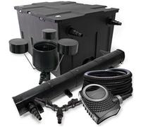 SunSun Kit complet: CBF-550 Filtre de bassin jusqu'à 60000 L, NEO10000 pompe de filtration 10000l/h 80W, CUV-272 lampe uv 72W, 25m Tuyau 25 mm, CSP-250 Écumeur 2500l/h 45W, Y-distributeur
