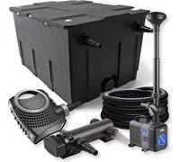 SunSun Kit complet: CBF-550 Filtre de bassin jusqu'à 60000 L, NEO7000 pompe de filtration 7000l/h 50W, CUV-318 lampe uv 18W, 25m Tuyau 25 mm, CTP-2803 fontaine 3000l/h 10W