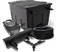 SunSun Kit complet: CBF-550 Filtre de bassin jusqu'à 60000L Biologique, NEO10000 pompe de filtration 10000l/h 80W, CUV-218 lampe uv UVC Clarificateur avec 18W, 25m Tuyau 25 mm, Y-distributeur