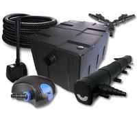 SunSun Kit complet: CBF-550 Filtre de bassin jusqu'à 60000L, CTF-12000 pompe de filtration 12000l/h 100W, CUV-272 lampe uv 72W, 25m Tuyau 25 mm, HJ-943 fontaine 800l/h 16W, Y-distributeur