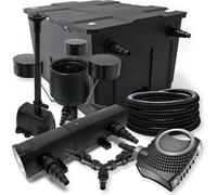 SunSun Kit complet: CBF-550 Filtre de bassin jusqu'à 60000L, NEO10000 pompe 10000l/h 80W, CUV-218 lampe uv 18W, 25m Tuyau 25mm, CSP-250 Écumeur 2500l/h, HJ-943 fontaine 800l/h, Y-distributeur