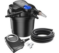 SunSun Kit complet: CPA-5000 Filtre de bassin à pression jusqu’à 8000 L avec 11 Watt lampe uv, NEO8000 SuperEco pompe 8000l/h 70W, 10m Tuyau 38 mm (1 1/2"), collier de serrage W1 44-47mm