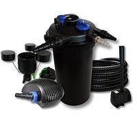 SunSun Kit complet: CPF-15000 Filtre de bassin à pression jusqu’à 30000 L 18 W lampe uv, CTF-6000 pompe 6000l/h 40W, 25m Tuyau 25 mm, CSP-250 Écumeur 2500l/h 45W, HJ-943 fontaine 800l/h 16W