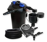 SunSun Kit complet: CPF-15000 Filtre de bassin à pression jusqu’à 30000 L 18 Watt lampe uv, CTF-8000 pompe 8000l/h 70W, 25m Tuyau 25 mm, CSP-250 Écumeur pompe 2500l/h 45W, Y-distributeur