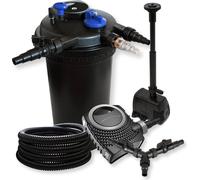 SunSun Kit complet: CPF-15000 Filtre de bassin à pression jusqu’à 30000 L avec 18 Watt lampe uv, NEO10000 pompe 10000l/h 80W, 25m Tuyau 25 mm, HJ-943 fontaine 800l/h 16W, Y-distributeur