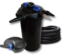 SunSun Kit complet: CPF-15000 Filtre de bassin à pression jusqu’à 30000 L avec 18 Watt UV-C lampe uv, CTF-6000 SuperECO pompe de filtration 6000l/h 40W, 25m Tuyau 25 mm (1")