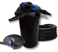 SunSun Kit complet: CPF-15000 Filtre de bassin à pression jusqu’à 30000 L avec 18 Watt UV-C lampe uv, CTF-6000 SuperECO pompe de filtration 6000l/h 40W, 25m Tuyau 25 mm (1")