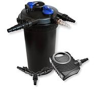 SunSun Kit complet: CPF-15000 Filtre de bassin à pression jusqu’à 30000 L avec 18 Watt UV-C lampe uv, CTF-8000 SuperECO pompe de filtration 8000l/h 70W, Y-distributeur
