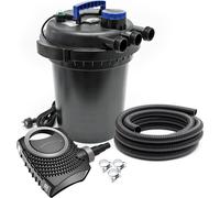 SunSun Kit complet: CPF-180 Filtre de bassin à pression jusqu’à 6000 L avec 11 Watt lampe uv, NEO6000 SuperEco pompe 6000l/h 40W, 5m Tuyau 38 mm (1 1/2"), collier de serrage W1 44-47mm