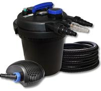 SunSun Kit complet: CPF-180 Filtre de bassin à pression jusqu’à 6000 L avec 11 Watt UV-C lampe uv, CTF-6000 SuperECO pompe de filtration 6000l/h 40W, 25m Tuyau 25 mm (1")