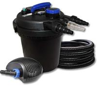 SunSun Kit complet: CPF-180 Filtre de bassin à pression jusqu’à 6000 L avec 11 Watt UV-C lampe uv, CTF-2800 SuperECO pompe de filtration 3000l/h 10W, 25m Tuyau 25 mm (1")