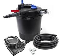 SunSun Kit complet: CPF-20000 Filtre de bassin à pression jusqu’à 10000 L avec 11 Watt lampe uv, NEO10000 SuperECO pompe 10000l/h 80W, 10m Tuyau 38 mm (1 1/2"), collier de serrage W1 44-47mm