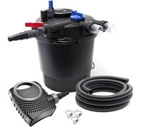 SunSun Kit complet: CPF-20000 Filtre de bassin à pression jusqu’à 10000 L avec 11 Watt lampe uv, NEO10000 SuperECO pompe 10000l/h 80W, 10m Tuyau 38 mm (1 1/2"), collier de serrage W1 44-47mm