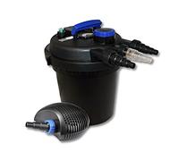 SunSun Kit complet: CPF-250 Filtre de bassin à pression jusqu’à 10000 L avec 11W lampe uv, CTF-6000 SuperECO pompe de filtration 6000l/h 40W