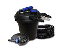 SunSun Kit complet: CPF-250 Filtre de bassin à pression jusqu’à 10000 L avec 11W lampe uv, CTF-6000 SuperECO pompe de filtration 6000l/h 40W, 25m Tuyau 25 mm (1")