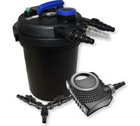 SunSun Kit complet: CPF-250 Filtre de bassin à pression jusqu’à 10000 L avec 11W lampe uv, CTF-8000 SuperECO pompe de filtration 8000l/h 70W, Y-distributeur